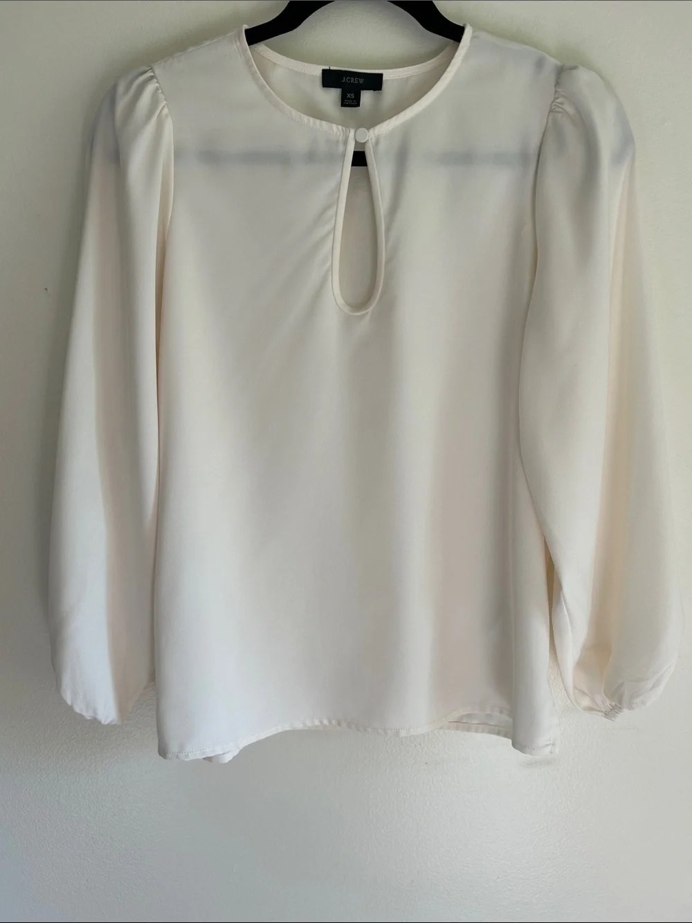 J. Crew Cream Keyhole Long-Sleeve Blouse Size XS